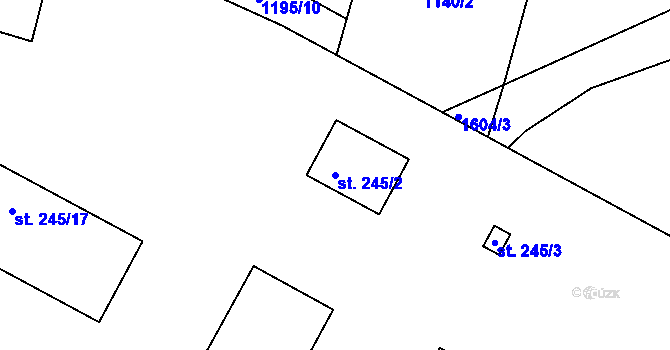 Parcela st. 245/2 v KÚ Střítež nad Bečvou, Katastrální mapa