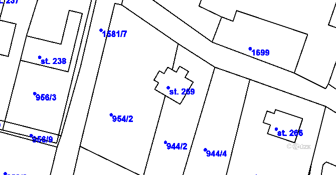 Parcela st. 269 v KÚ Střítež nad Bečvou, Katastrální mapa