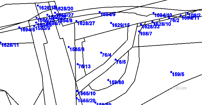 Parcela st. 76/4 v KÚ Střítež nad Bečvou, Katastrální mapa