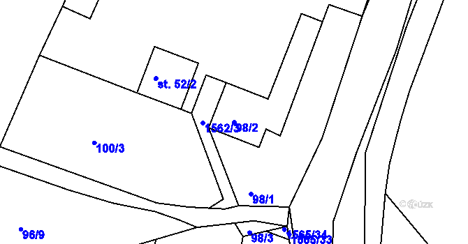 Parcela st. 98/2 v KÚ Střítež nad Bečvou, Katastrální mapa