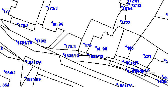 Parcela st. 179 v KÚ Střítež nad Bečvou, Katastrální mapa