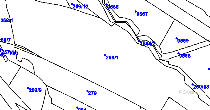 Parcela st. 269/1 v KÚ Střítež nad Bečvou, Katastrální mapa