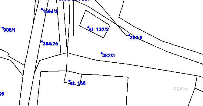 Parcela st. 382/3 v KÚ Střítež nad Bečvou, Katastrální mapa