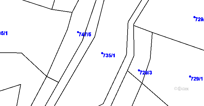 Parcela st. 735/1 v KÚ Střítež nad Bečvou, Katastrální mapa