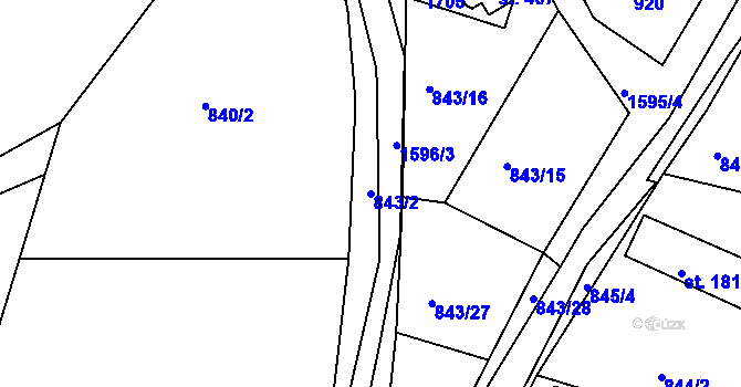 Parcela st. 843/2 v KÚ Střítež nad Bečvou, Katastrální mapa