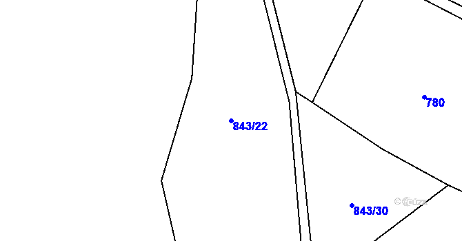 Parcela st. 843/22 v KÚ Střítež nad Bečvou, Katastrální mapa