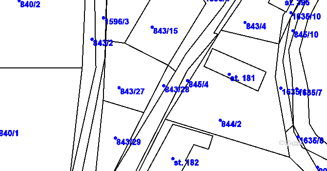 Parcela st. 843/28 v KÚ Střítež nad Bečvou, Katastrální mapa