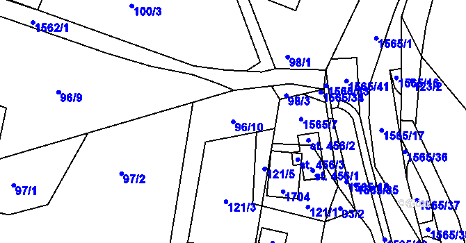 Parcela st. 96/10 v KÚ Střítež nad Bečvou, Katastrální mapa