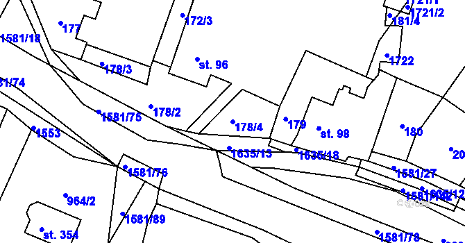 Parcela st. 178/4 v KÚ Střítež nad Bečvou, Katastrální mapa