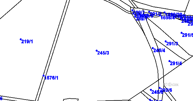 Parcela st. 245/3 v KÚ Střítež nad Bečvou, Katastrální mapa