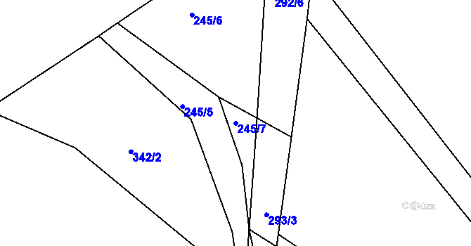 Parcela st. 245/7 v KÚ Střítež nad Bečvou, Katastrální mapa
