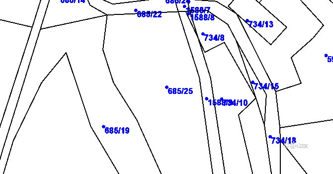 Parcela st. 685/25 v KÚ Střítež nad Bečvou, Katastrální mapa