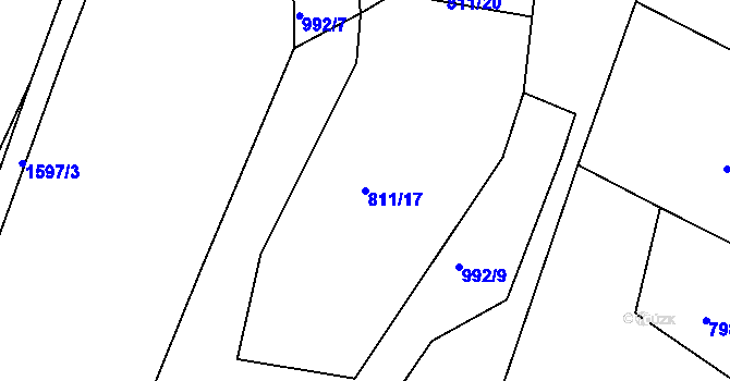 Parcela st. 811/17 v KÚ Střítež nad Bečvou, Katastrální mapa