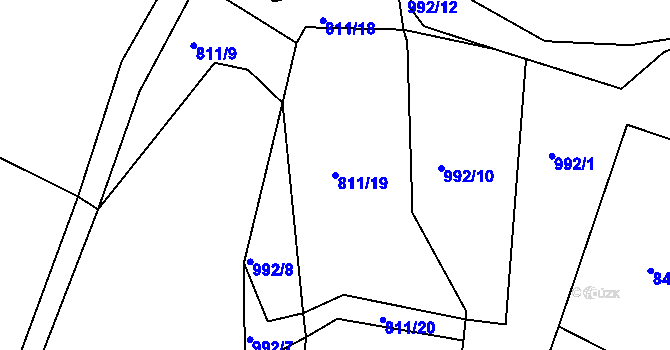 Parcela st. 811/19 v KÚ Střítež nad Bečvou, Katastrální mapa