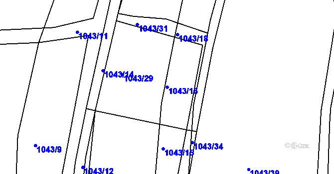 Parcela st. 1043/16 v KÚ Střítež nad Bečvou, Katastrální mapa