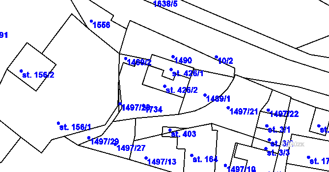 Parcela st. 426/2 v KÚ Střítež nad Bečvou, Katastrální mapa