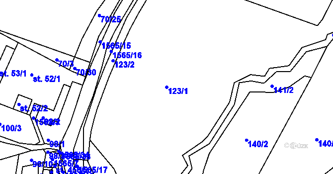 Parcela st. 123/1 v KÚ Střítež nad Bečvou, Katastrální mapa