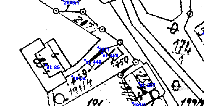 Parcela st. 450 v KÚ Střítež nad Ludinou, Katastrální mapa