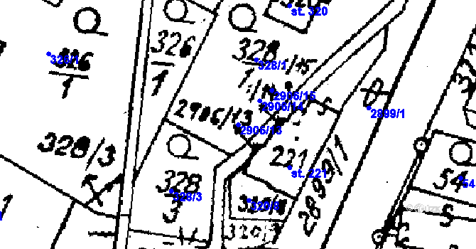 Parcela st. 2906/13 v KÚ Střítež nad Ludinou, Katastrální mapa