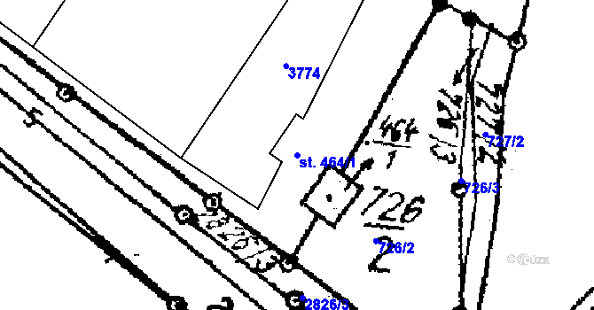 Parcela st. 464/1 v KÚ Střítež nad Ludinou, Katastrální mapa