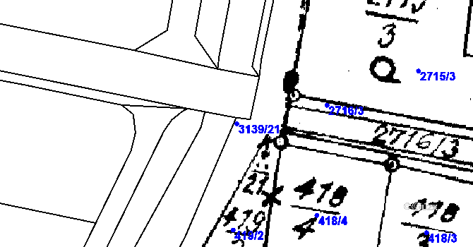 Parcela st. 3139/21 v KÚ Střítež nad Ludinou, Katastrální mapa