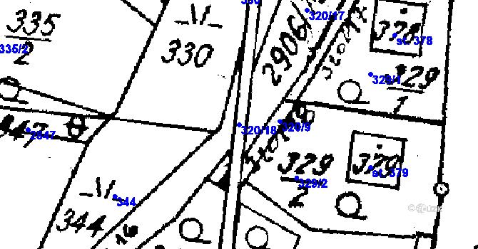 Parcela st. 320/18 v KÚ Střítež nad Ludinou, Katastrální mapa