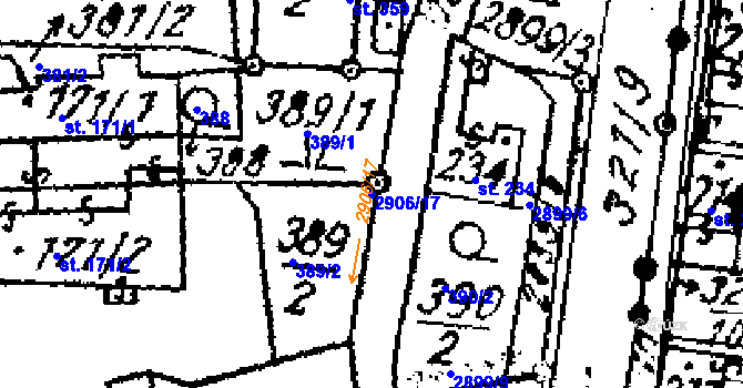 Parcela st. 2906/17 v KÚ Střítež nad Ludinou, Katastrální mapa