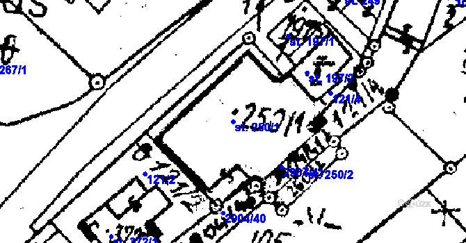 Parcela st. 250/1 v KÚ Střítež nad Ludinou, Katastrální mapa
