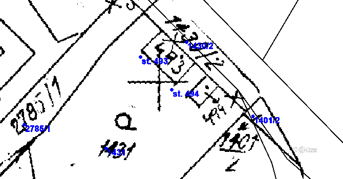 Parcela st. 494 v KÚ Střítež nad Ludinou, Katastrální mapa