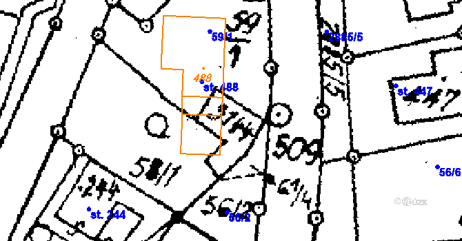 Parcela st. 17 v KÚ Střítež nad Ludinou, Katastrální mapa