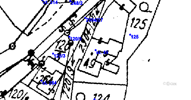 Parcela st. 49 v KÚ Střítež nad Ludinou, Katastrální mapa
