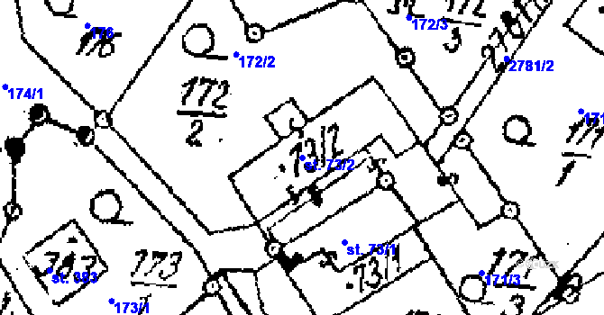 Parcela st. 73/2 v KÚ Střítež nad Ludinou, Katastrální mapa