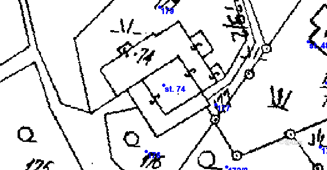 Parcela st. 74 v KÚ Střítež nad Ludinou, Katastrální mapa