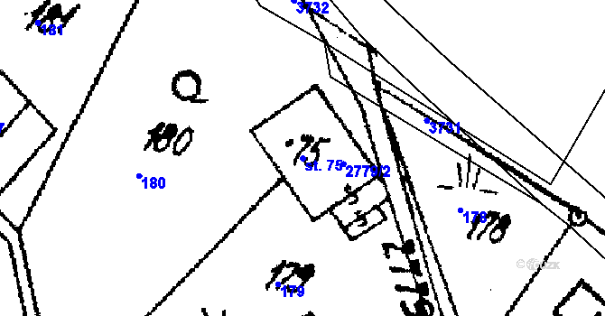 Parcela st. 75 v KÚ Střítež nad Ludinou, Katastrální mapa