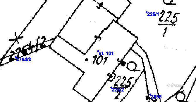 Parcela st. 101 v KÚ Střítež nad Ludinou, Katastrální mapa