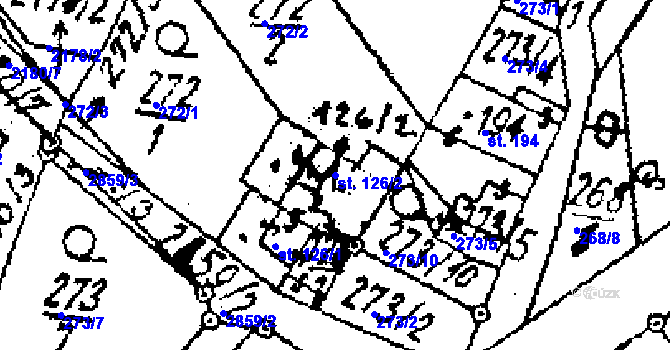 Parcela st. 126/2 v KÚ Střítež nad Ludinou, Katastrální mapa