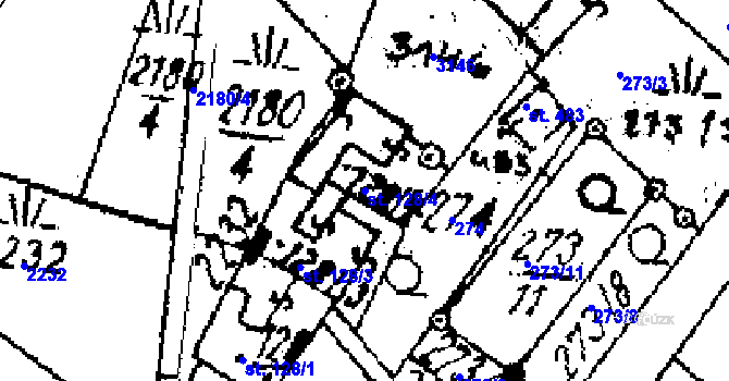 Parcela st. 128/4 v KÚ Střítež nad Ludinou, Katastrální mapa