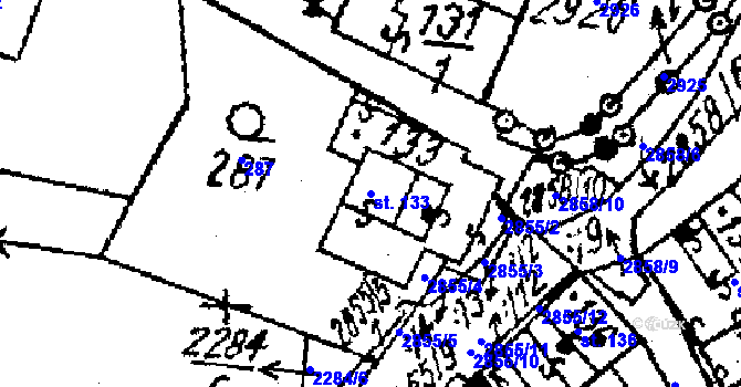 Parcela st. 133 v KÚ Střítež nad Ludinou, Katastrální mapa