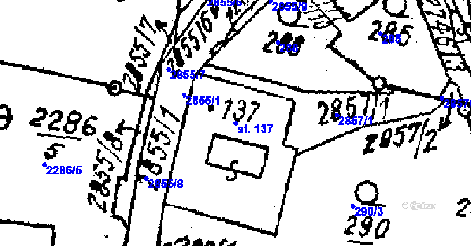 Parcela st. 137 v KÚ Střítež nad Ludinou, Katastrální mapa