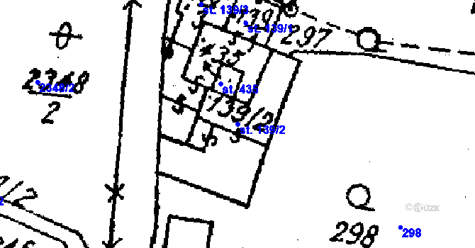 Parcela st. 139/2 v KÚ Střítež nad Ludinou, Katastrální mapa