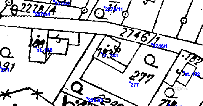 Parcela st. 183 v KÚ Střítež nad Ludinou, Katastrální mapa