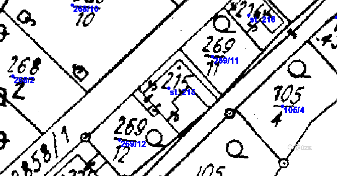 Parcela st. 215 v KÚ Střítež nad Ludinou, Katastrální mapa