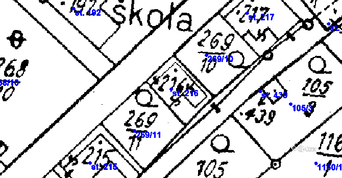 Parcela st. 216 v KÚ Střítež nad Ludinou, Katastrální mapa