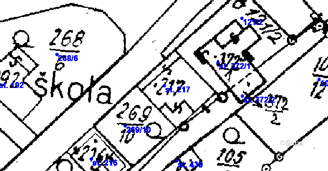 Parcela st. 217 v KÚ Střítež nad Ludinou, Katastrální mapa