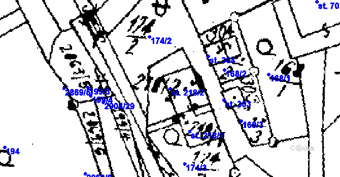 Parcela st. 218/2 v KÚ Střítež nad Ludinou, Katastrální mapa