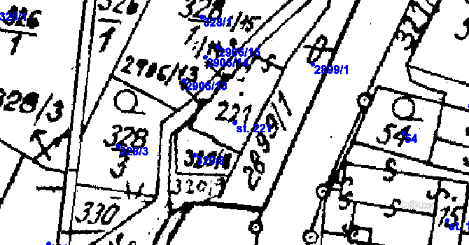 Parcela st. 221 v KÚ Střítež nad Ludinou, Katastrální mapa