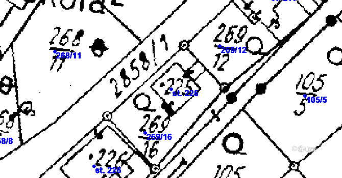 Parcela st. 225 v KÚ Střítež nad Ludinou, Katastrální mapa