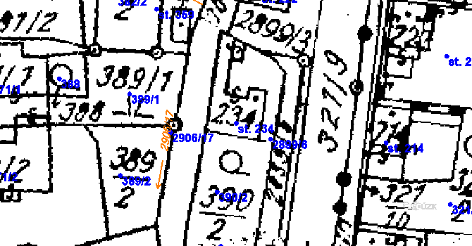 Parcela st. 234 v KÚ Střítež nad Ludinou, Katastrální mapa