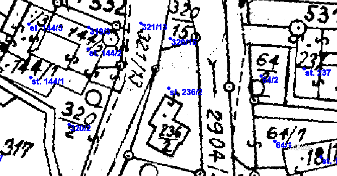 Parcela st. 236/2 v KÚ Střítež nad Ludinou, Katastrální mapa