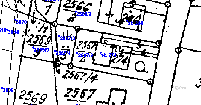 Parcela st. 274 v KÚ Střítež nad Ludinou, Katastrální mapa